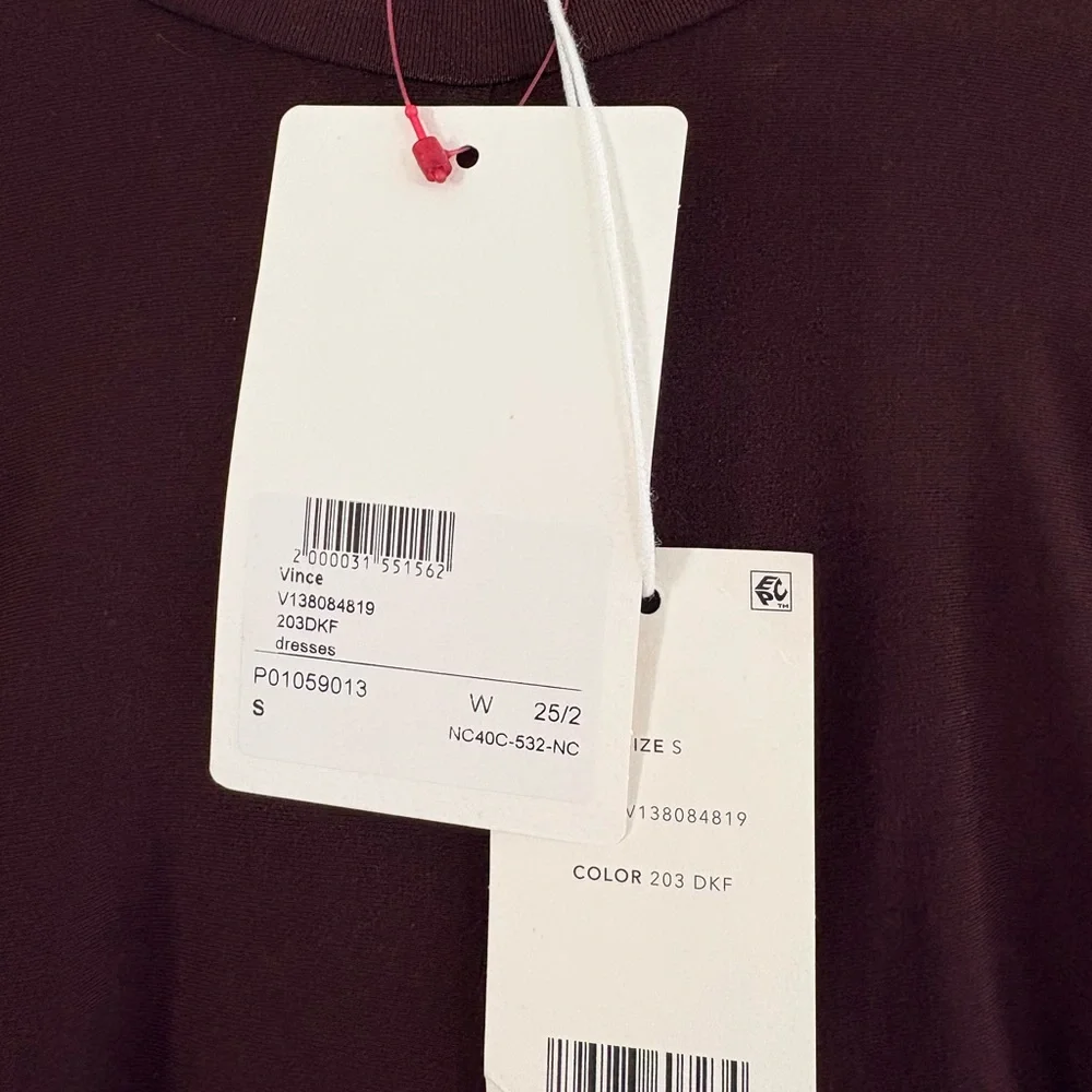 NWT Vince Dark Fig Long Sleeve Dress. Size small - Picture 3 of 6